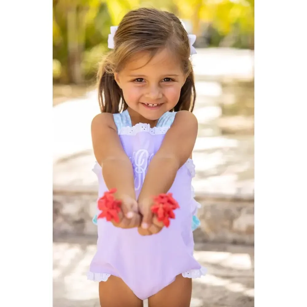 The Beaufort Bonnet Company Sisi Sunsuit Lavender with Dunmore Doo-Dad 2T NWT